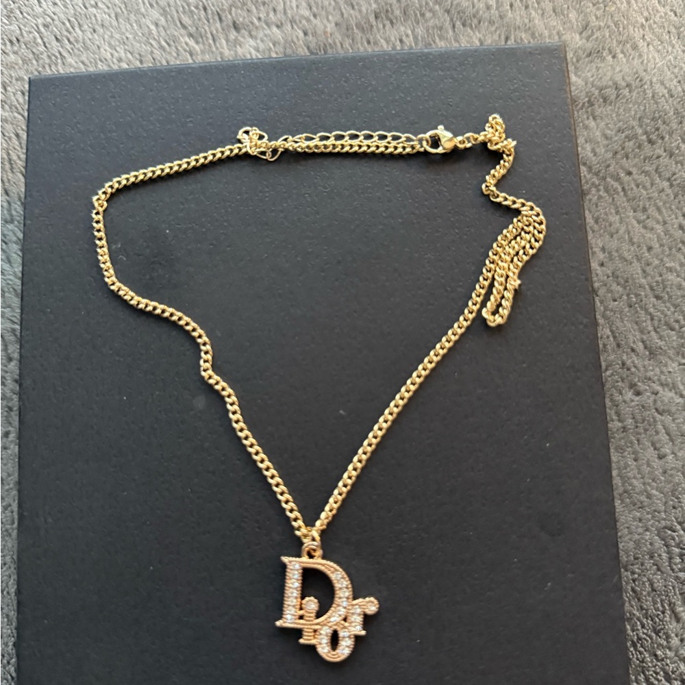 Gold Dior Pendant Necklace